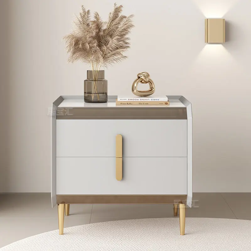 LMM Intelligent Simple Modern Solid Wood Rechargeable Multifunctional Master Bedside Table