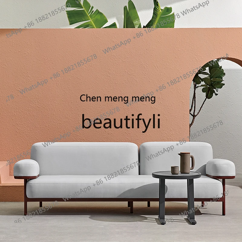 

X Outdoor Sofa Set Sunroom Leisure Outdoor with Tray Solid Wood Aluminum Alloy Sofa