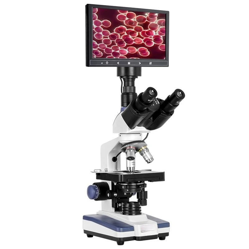

Professional microscope black background blood cell analyzer blood lipid one drop blood detection