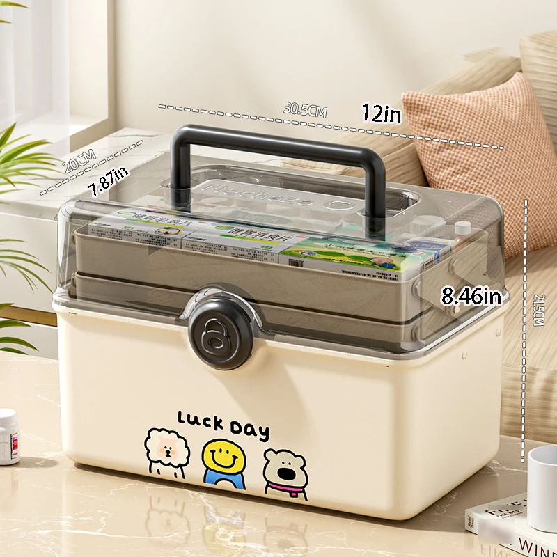 Multi-Purpose Plastic Storage Box with Handle - No Assembly Required, Perfect for Sewing Tools, Medicines, Hair Accessories, Art Supplies, Medical Storage, Cosmetics, and Toys, an Essential Home Organization Solution and Daily Storage Essential