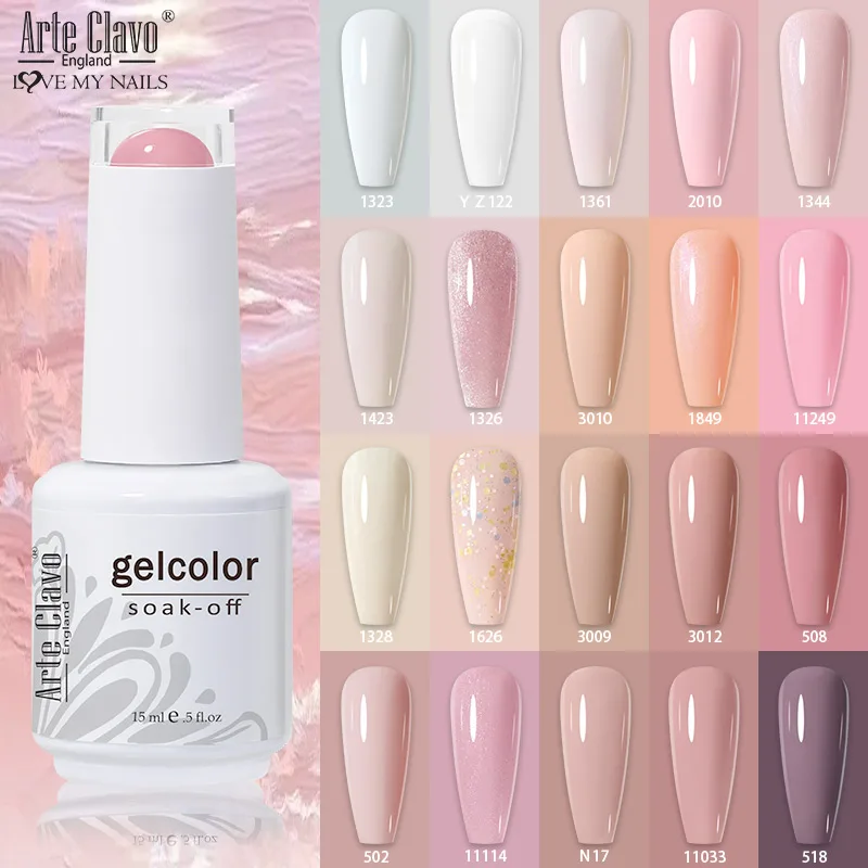 Arte Clavo-esmalte de uñas en Gel UV y LED, barniz para capa superior de uñas, colores Nude, 15ml