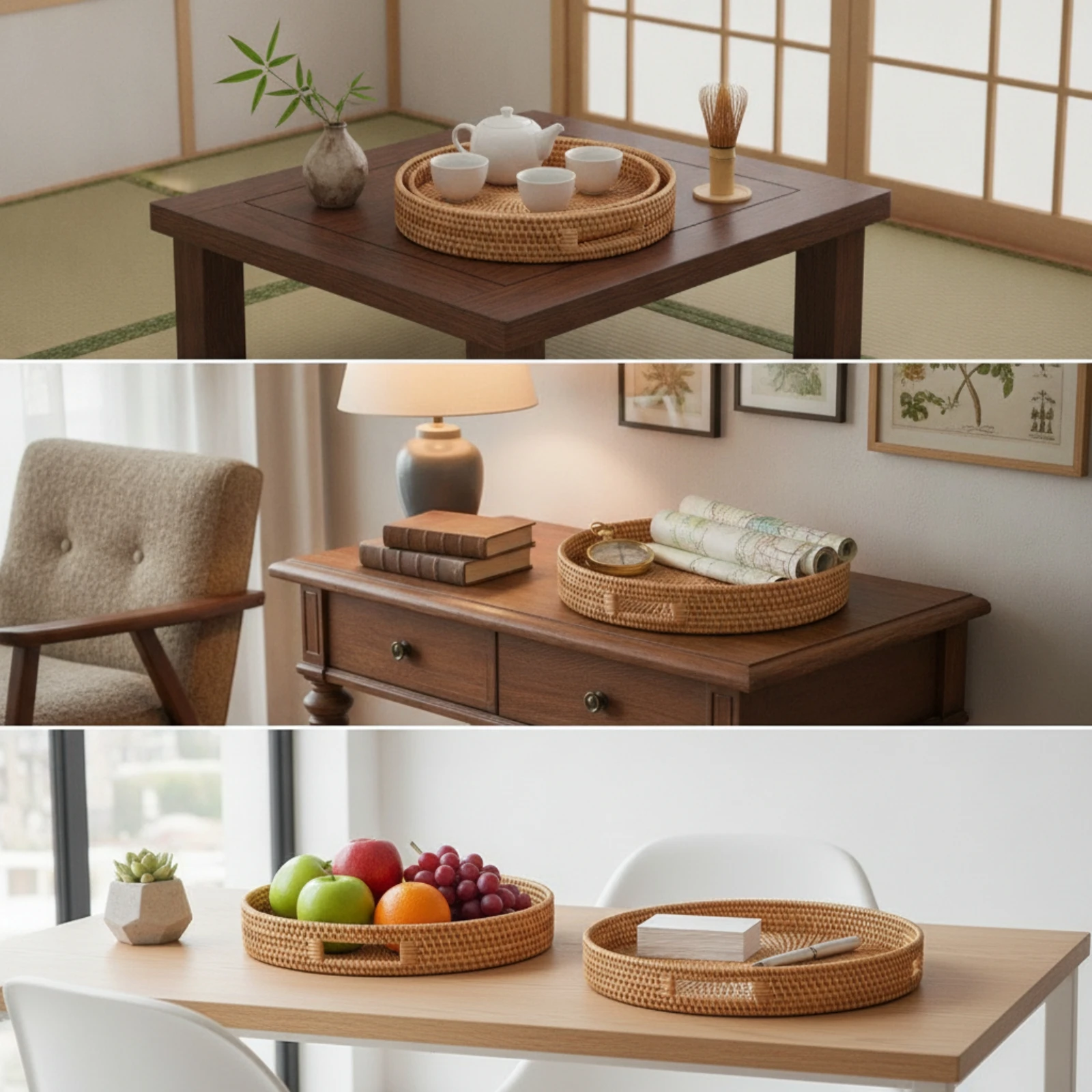 2 Buah Nampan Rotan dengan Peg - Rattan Tray Handle ulasan dan harga