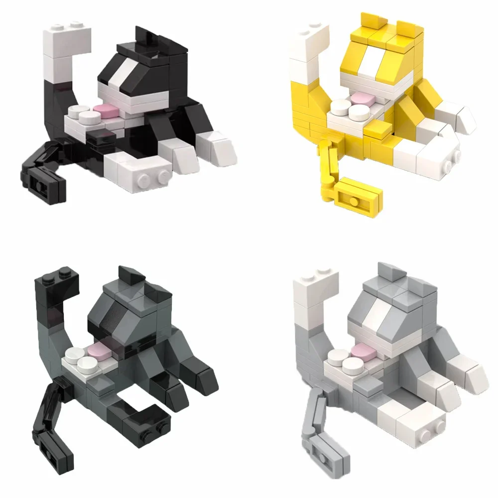 

MOC City озорная кошка, серия животных, строительные блоки, детские развивающие игрушки, креативный подарок «сделай сам», украшение на день рождения