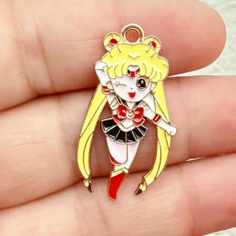 10PCS DIY Cute Sailor Moon Anime Metal Charming DIY Keychain Pendants Fashion Jewelry Phone Backpack Accessory Gifts view 5