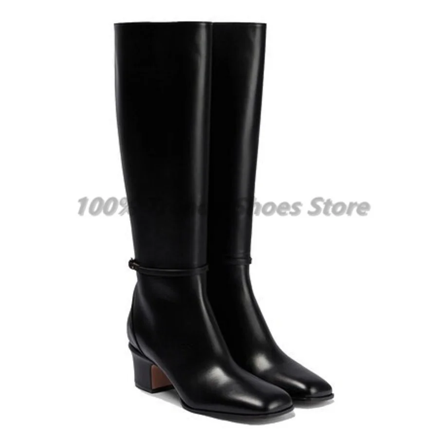 

European and American hot selling fashion runway short heel square toe long boots for women Long Boots