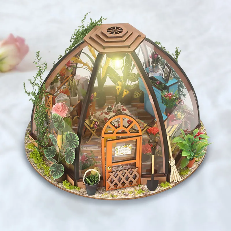 

Handmade DIY Cabin Starry Sky Flower House LED Lamp Wooden Assembly Toys Architectural Model Decoration Children Gifts UG323