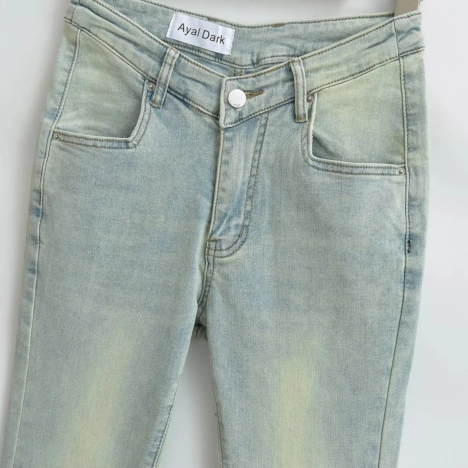 Retro American Flared Denim Jeans Women's Elastic V Waist Fce-lined Bootcut Pants Slimming Bodycon  Flare Pants