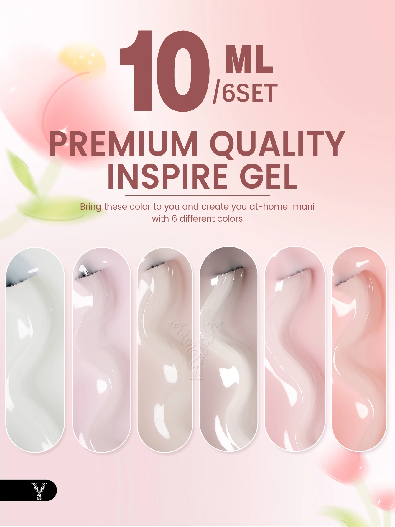 Zestaw lakierów hybrydowych YOKEFELLOW Jelly Gel, 10 ml, zestaw lakierów nude, mleczny nude, prześwitujący róż, lakier hybrydowy UV do zmywania, 6 sztuk