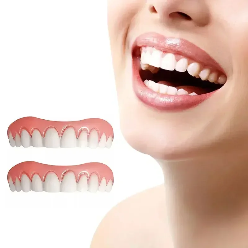

Comfort White Artificial Teeth Set 5Pcs, 2Top+2Bottom+Case for Edentulous Unisex Daily Use