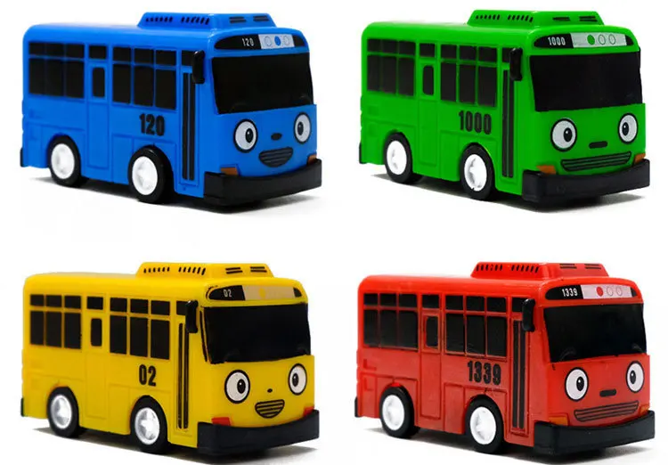 Coreano Anime Tayo o Autocarro Mini Carros de Plástico Puxar Brinquedos Deslizantes em Azul Amarelo Verde e Vermelho Presente Perfeito para Meninos