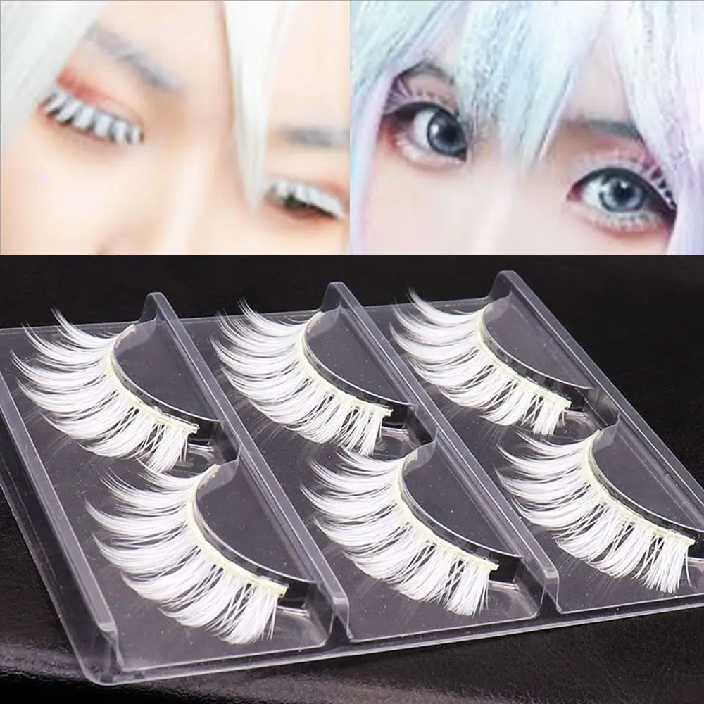 Ferramentas de maquiagem dos olhos halloween cílios brancos masquerade festa natural olhar cílios postiços reutilizáveis cosplay cílios brancos