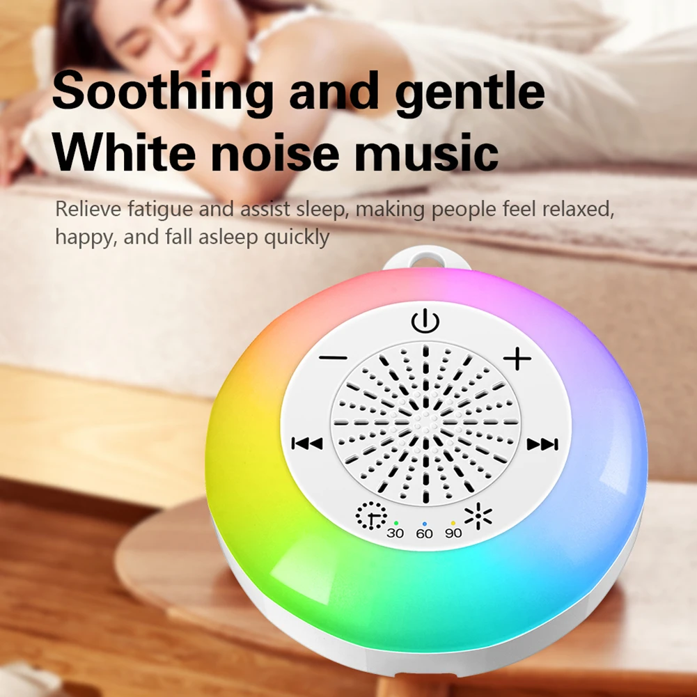 Baby Sleep Sound Player Rechargeable Night Light Timer Noise Player Timed Shutdown Baby Sleep Sound Machine 7 Colour Night Light