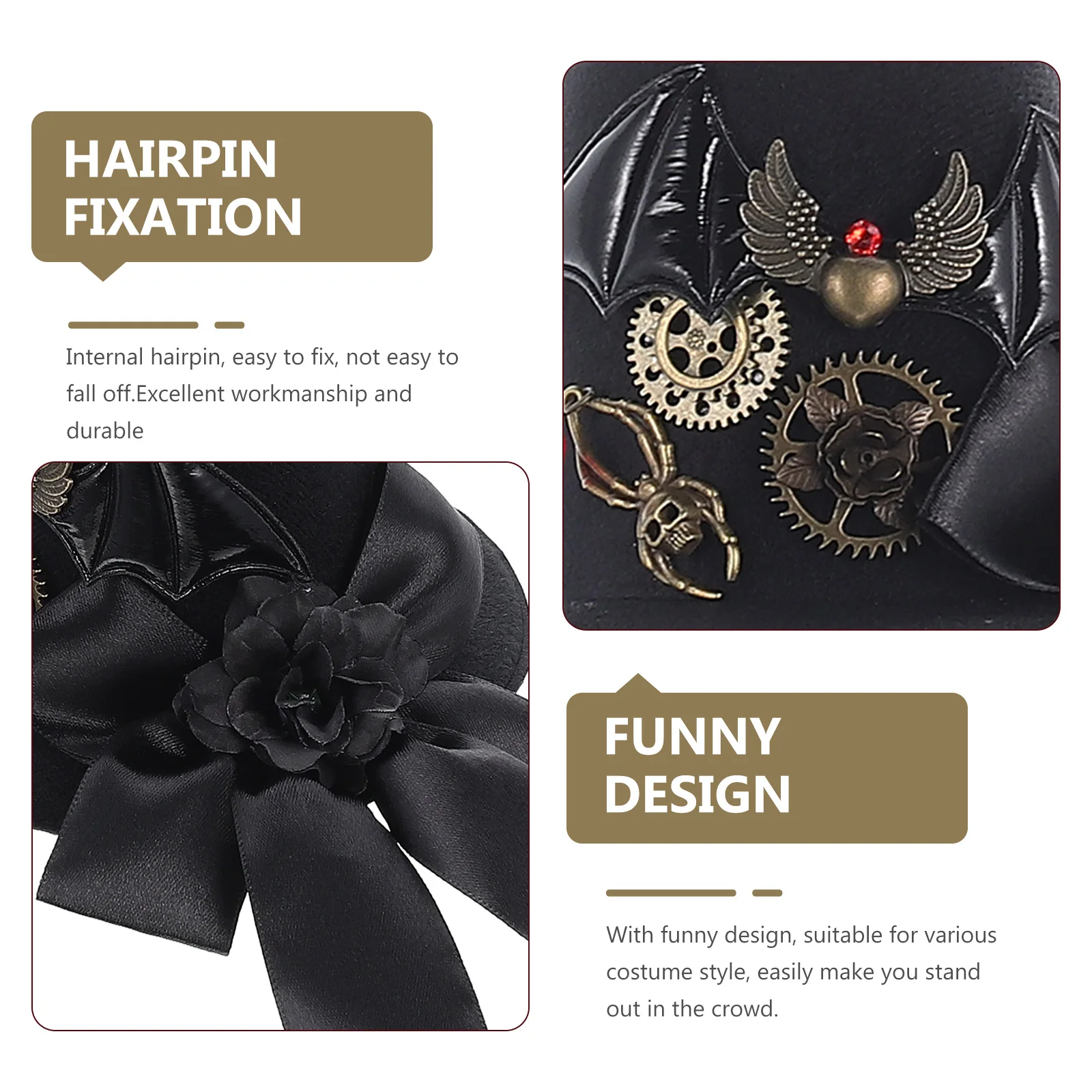 

Ретро-заколка для волос, винтажный женский головной убор, портативный, легкий, для вечеринок, в стиле панк, для фестивалей, универсальный, головной аксессуар, билликок