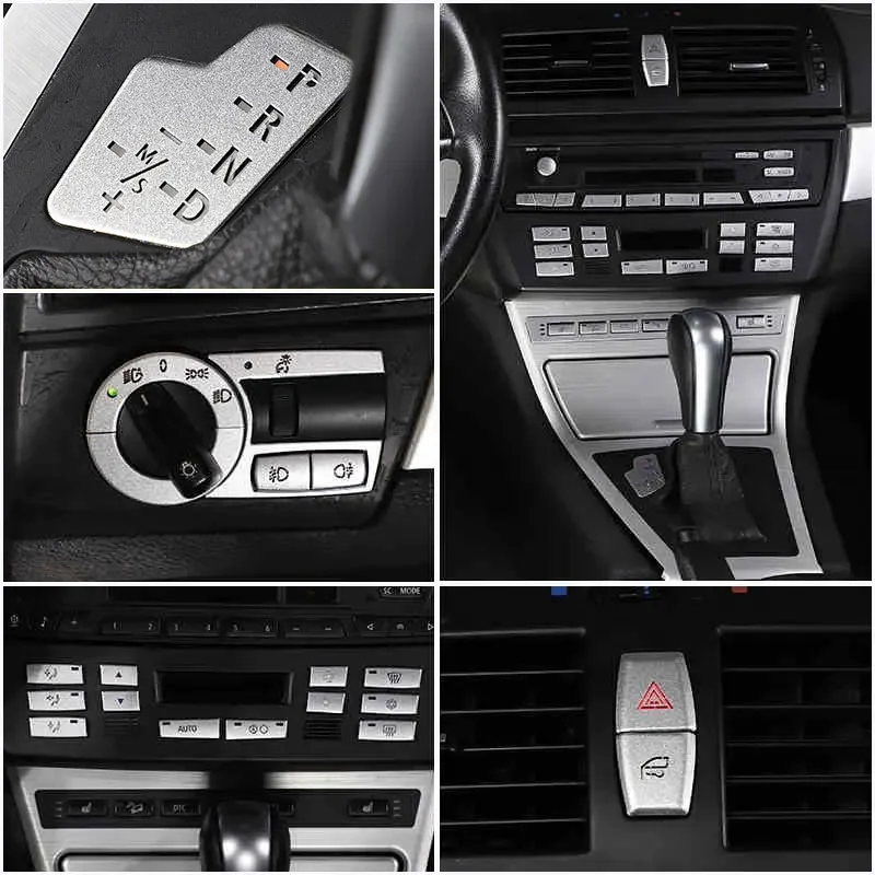 

For BMW X3 E83 2006-2010 Car CD Panel Air conditioner headlight switch seat heating Button Cover Trim Stickers Car Accessories