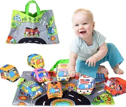 Soft Fabric Car Toy for Babies - Tear-Resistant Cloth Book with Storage Bag & Play Mat, Early Learning Travel Sensory Toy Gift