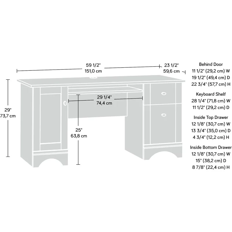 Miscellaneous Office Computer Desk with Drawers, L: 59.45