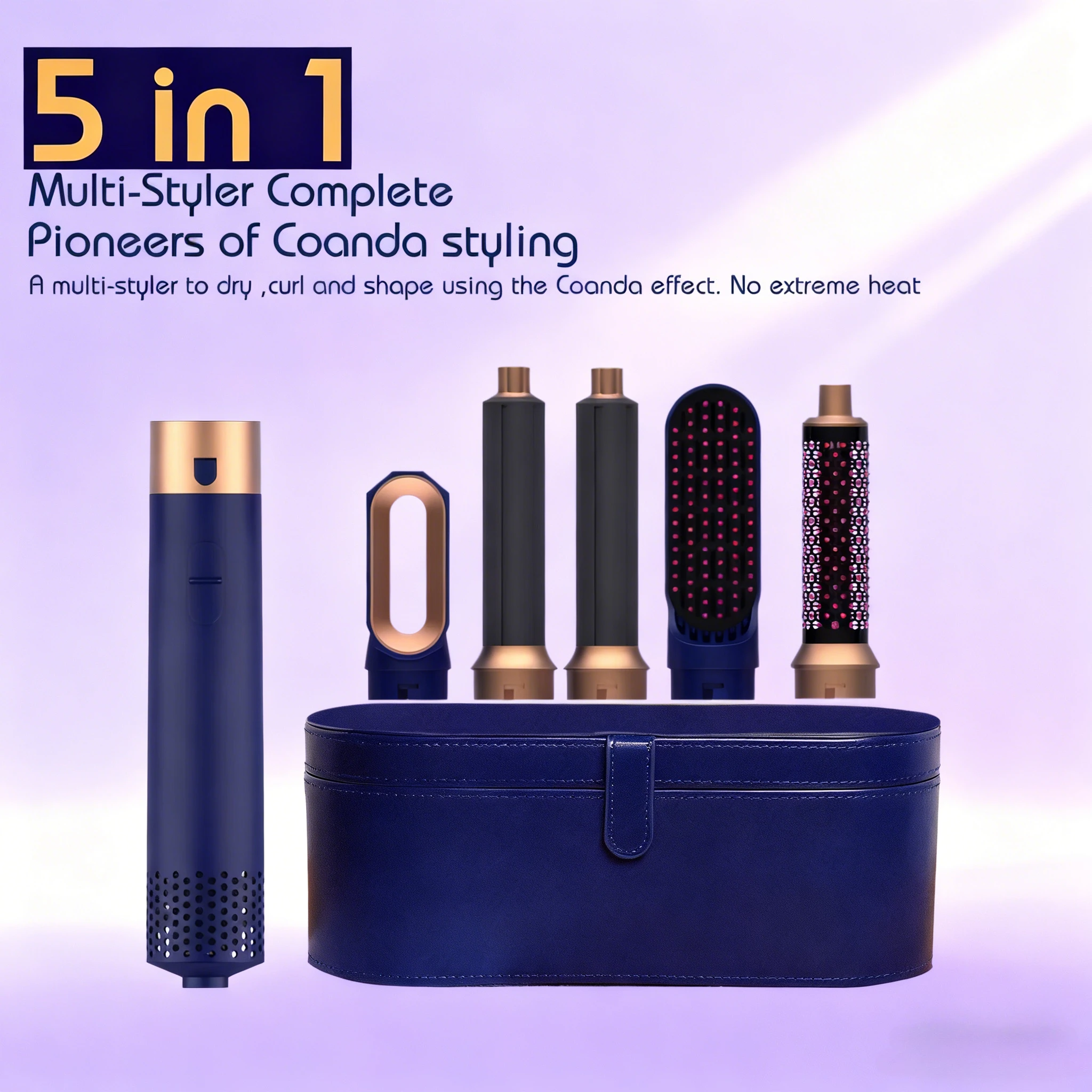 5 في 1 مصفف شعر قوي سريع الجفاف مجفف شعر أيوني عالي السرعة مجموعة فرشاة تسريح احترافية