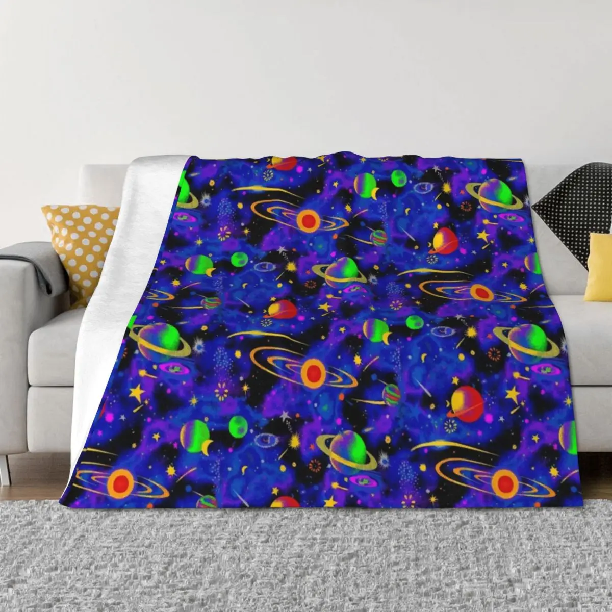 Neon Space Throw Blanket Soft Big For Baby bed plaid Personalized Gift Blankets