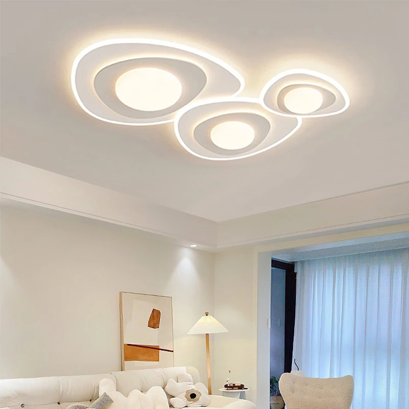 

Main Modern Minimalist LED Ceiling Chandelier Lamp Ultra-thin Master Pebbles Decor For Bedroom Cloakroom Loft Hotel Foyer Lustre