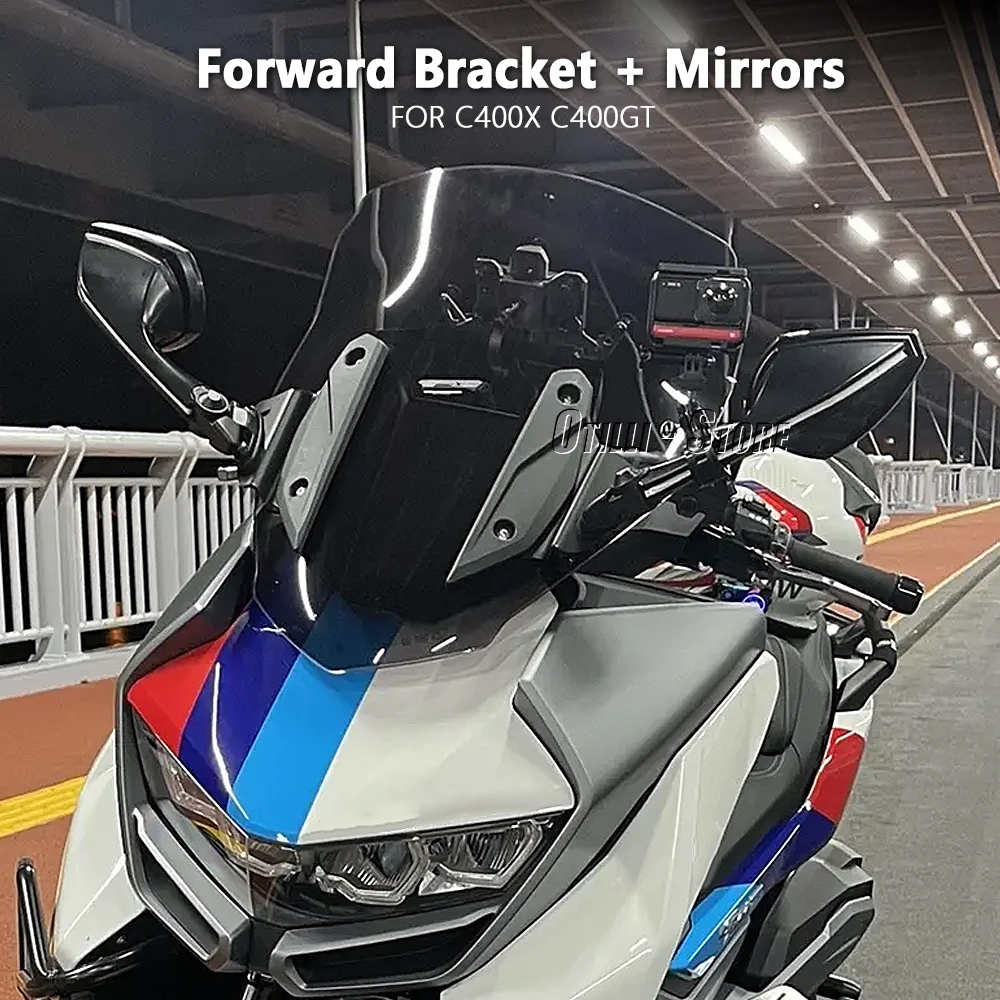 Motorcycle Forward Bracket Side Mirror Black Rearview Mirror Accessories For BMW C400GT c400gt C400 GT C400X c400x C 400 X