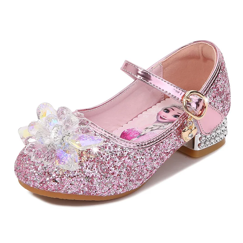 2024 Spring New Children\'s Shoes Ice And Snow Romance Princess Elsa Shoes Girl\'s Fashion Sandals Crystal Princess Shoes