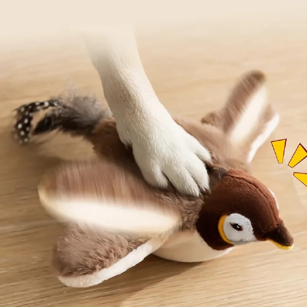 

Bird-Shaped Cat Toy Interactive Toys Dog Rechargeable Chirping Flapping Bird Catnip Touch Activated Squeak Plush Toy Pet