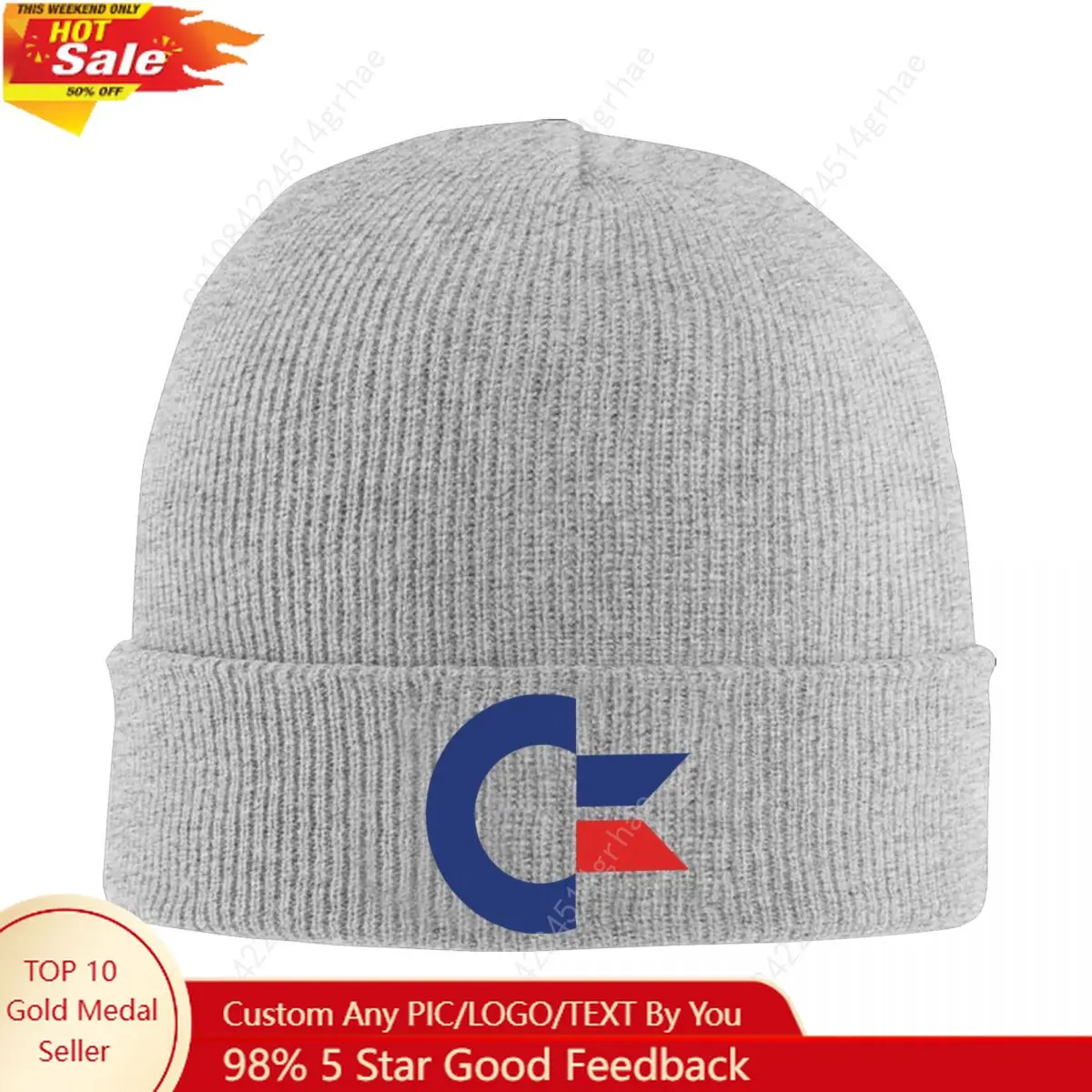 

Commodore Logo Knitted Hat Beanie Autumn Winter Hat Warm Casual C64 Amiga Retro Computer Geek Nerd Cap for Men Women