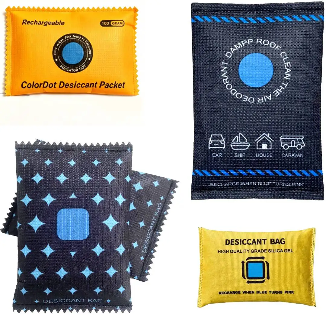 **2PCS Rechargeable Color Changing Silica Gel Desiccant Bag, Reusable Moisture Absorber for Car, RV & Enclosed Storage