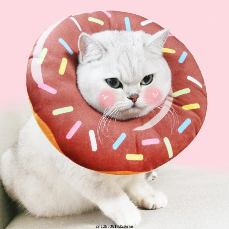 Adjustable Cat Recovery Collar Donuts Cat Elizabethan Collar Pet Dog Neck Cone Recovery Collar for Anti-Bite Lick Surgery