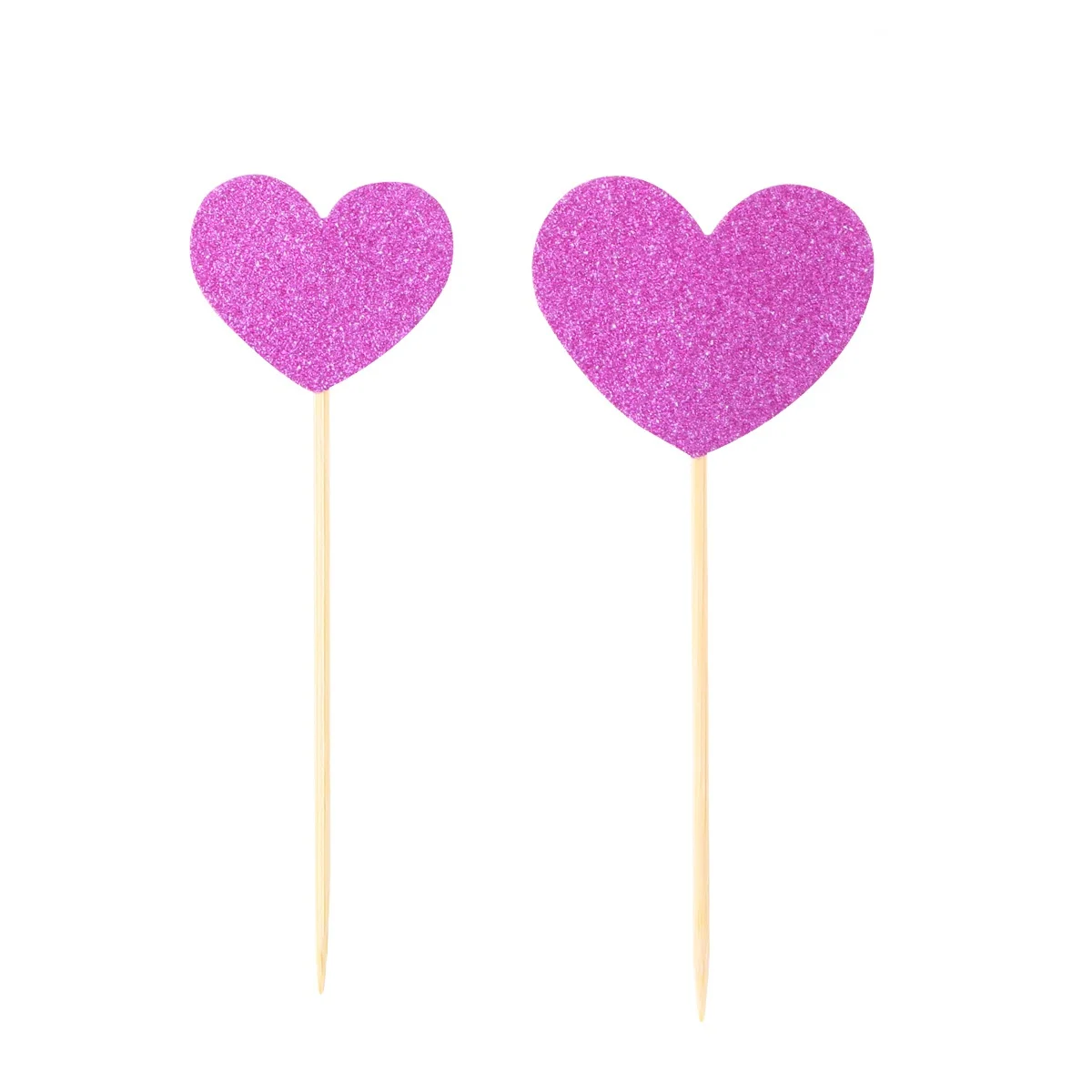 

12 pcs Cake Cupcake Toppers Glitter Heart for Wedding Birthday Party Supplies Thick Cardstock Durable Cake Decorating