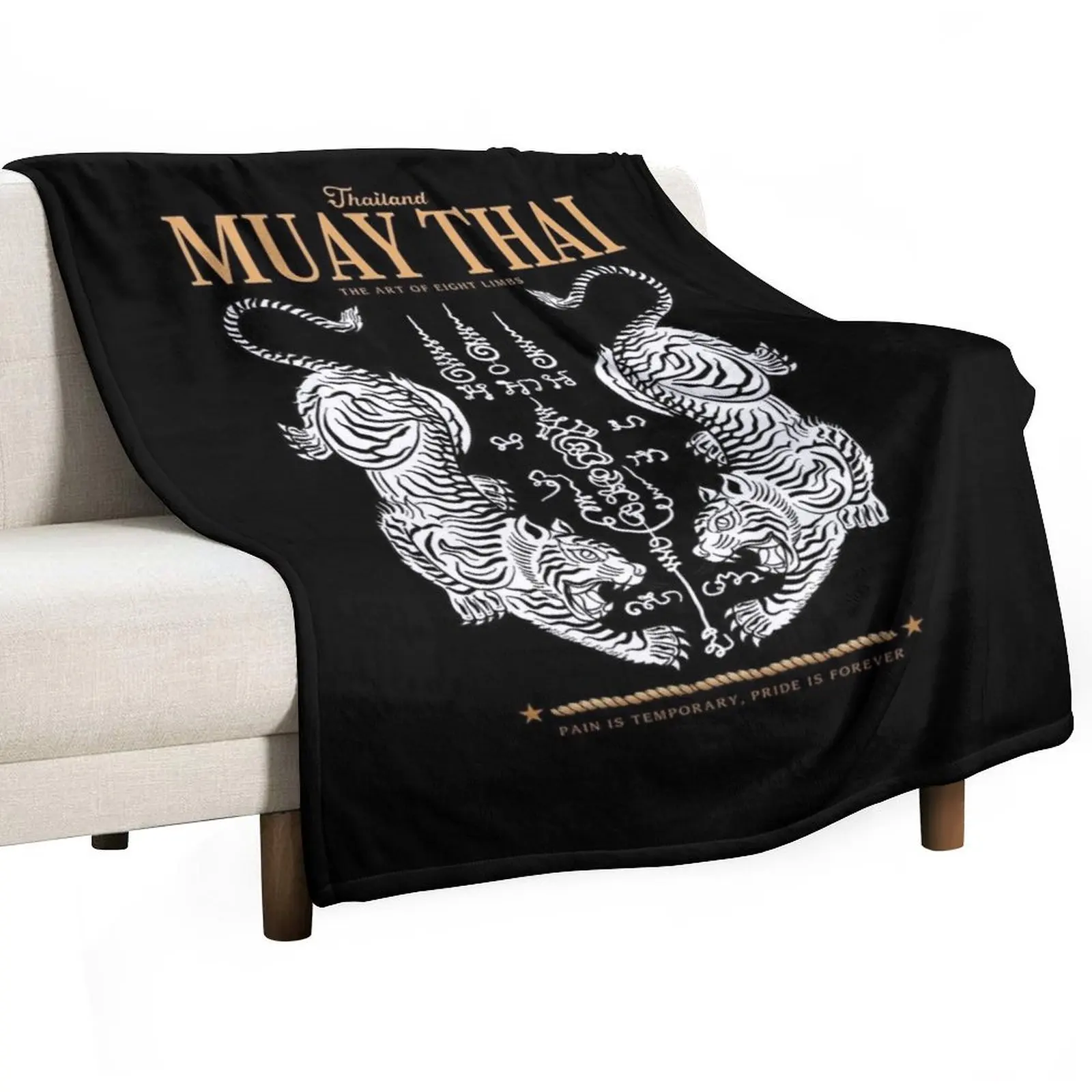 

Classic Muay Thai Twin Tiger Throw Blanket Luxury Designer blankets ands blankets and throws Furrys Blankets