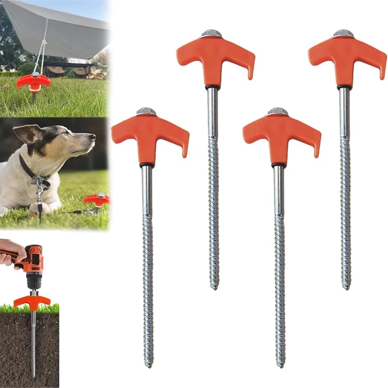 20PCS Ground Anchors Screw In Tent Pegs Camping Heavy Duty Tent Stakes Stainless Steel Threaded Tent Spikes