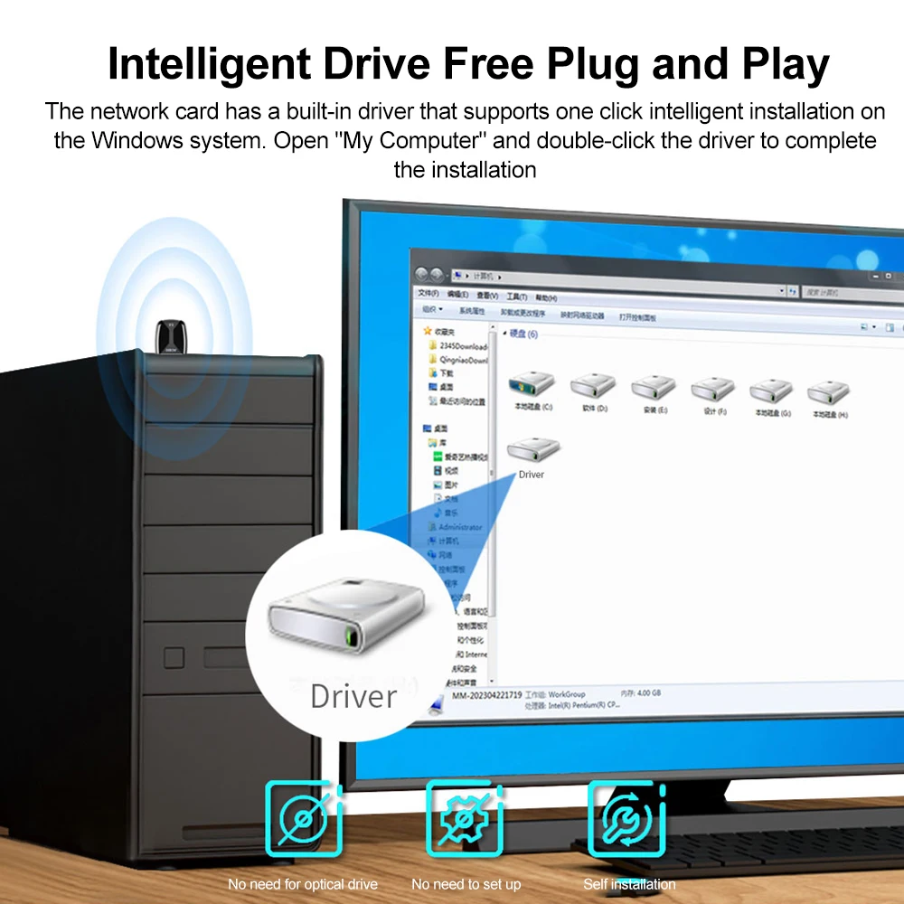 650 Мбит/с USB беспроводной сетевой карты приемник драйвер бесплатный 2,4G/5,8 ГГц двухдиапазонный WIFI сетевой адаптер ключ беспроводной Wi-Fi приемник