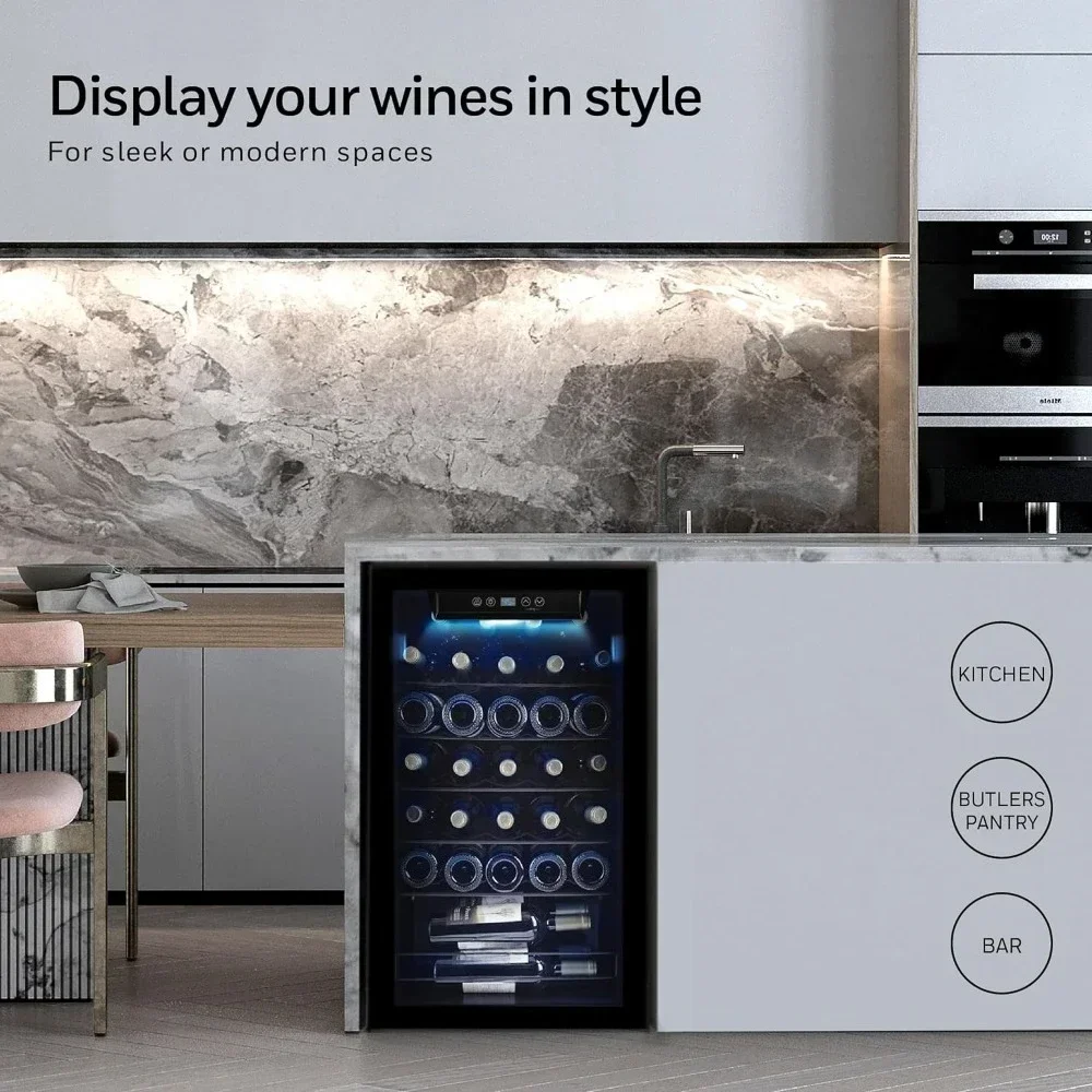 34 Bottle Compressor Wine Cooler Refrigerator, Large Freestanding Wine Cellar For Red, White, Champagne or Sparkling Wine
