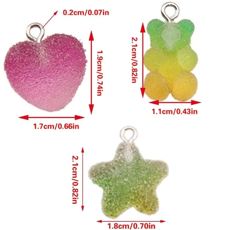 

Pack Of 20 Gradient Bear Heart Star Pendants Accessory Resin Jewelry Charm
