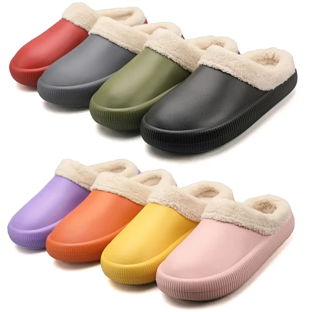 Winter Men Women Slippers Warm Furry Slides Soft Indoor Home Cotton Shoes Lovers Casual Fluffy Bedroom Slippers Plush Fur Clogs