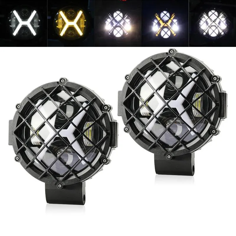 

2x/1x 7-дюймовые X-образные светодиодные рабочие фары/прожекторы/фары головного света 12В 24В 3000K 6000K для Jeep 4X4, внедорожников, тракторов, лодок