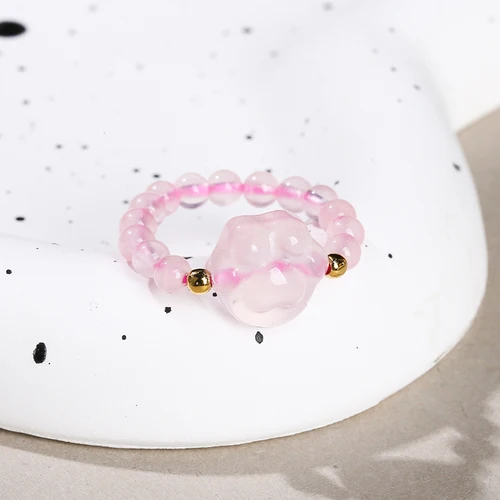 자연적인 돌 레몬 석영 조각 고양이 발톱 귀여운 구슬 반지 여성 유행 수제 레이키 치유 탄성 크리스탈 반지 커플 선물 Best5 자연적인 돌 레몬 석영 조각 고양이 발톱 귀여운 구슬 반지 여성 유행 수제 레이키 치유 탄성 크리스탈 반지 커플 선물 Best5