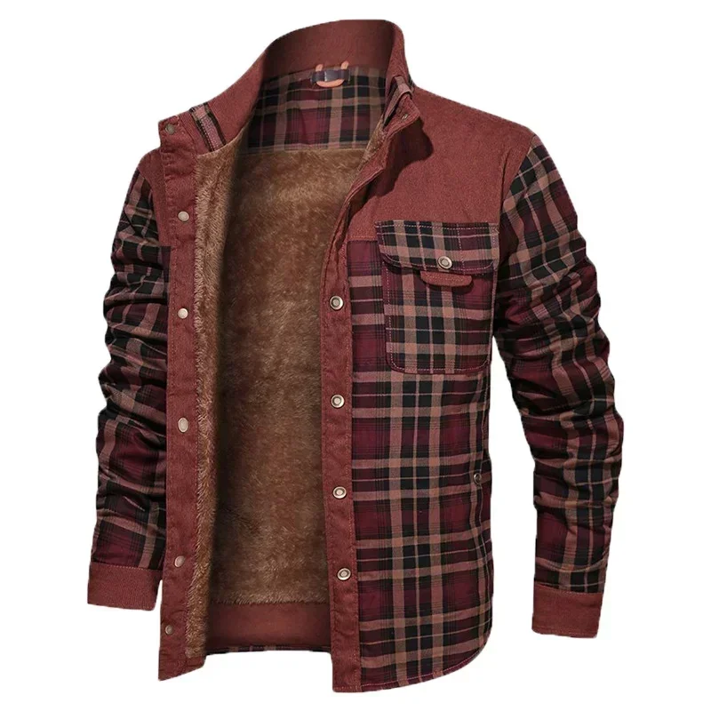 Men\'s Tactical Camo Warmer Arm Airsoft Jacket  Men Plaid Flannel Shirts Army Jacket Men Slim Fit Clothing Thick Plaid Jackets