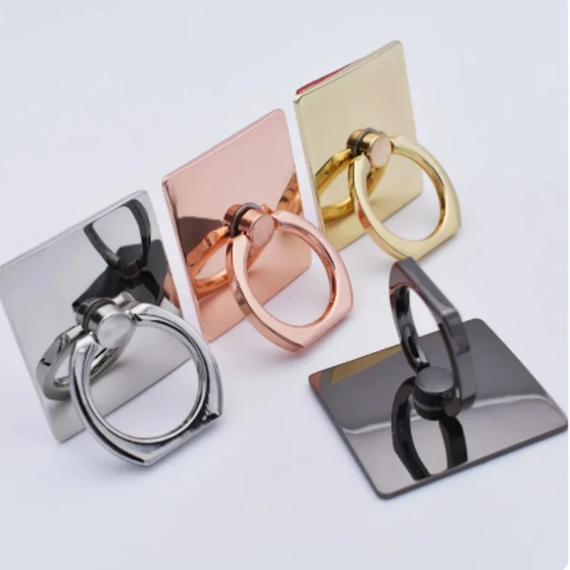 Square Mobile Phone Ring Bracket Electroplated Full Metal Square Ring Bracket Gift Mobile Phone Holders & Stands