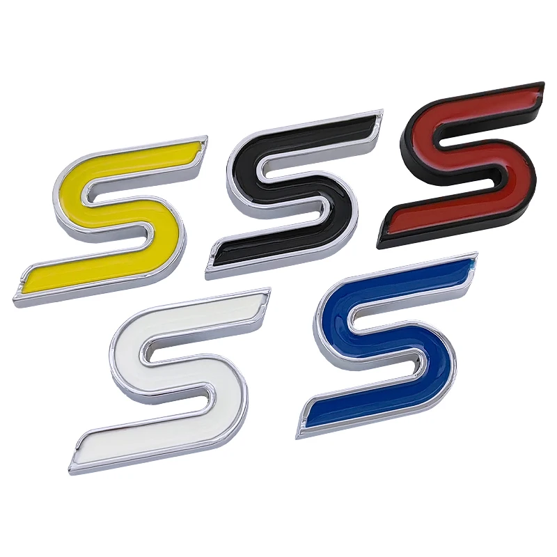 

3d Metal Black Red S Logo Letters Adhesive Decal Car Trunk Emblem Badge S Sticker Accessories