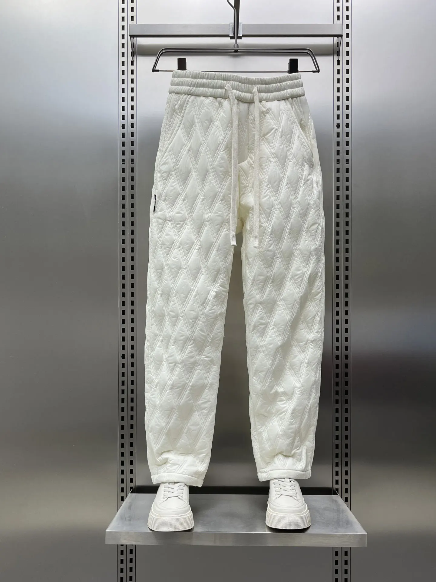 

Зимние мужские брюки прямого кроя с ромбовидным узором, модные, теплые, повседневные, из хлопка