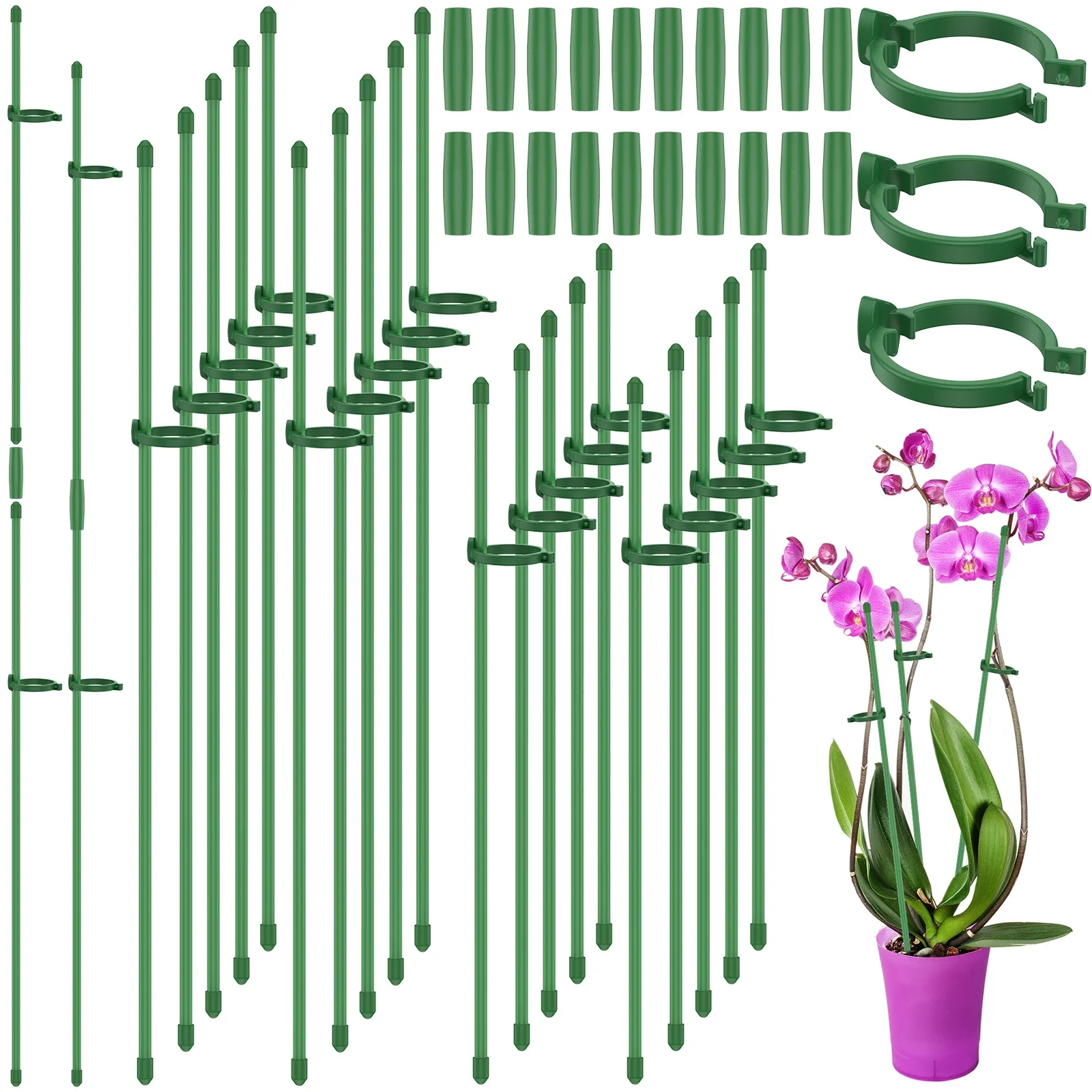 40PCS/Set Fiberglass Garden Plant Support Stakes for Potted Plants Indoor Plants Garden Stakes for Potted Tomato Rose Vegetables