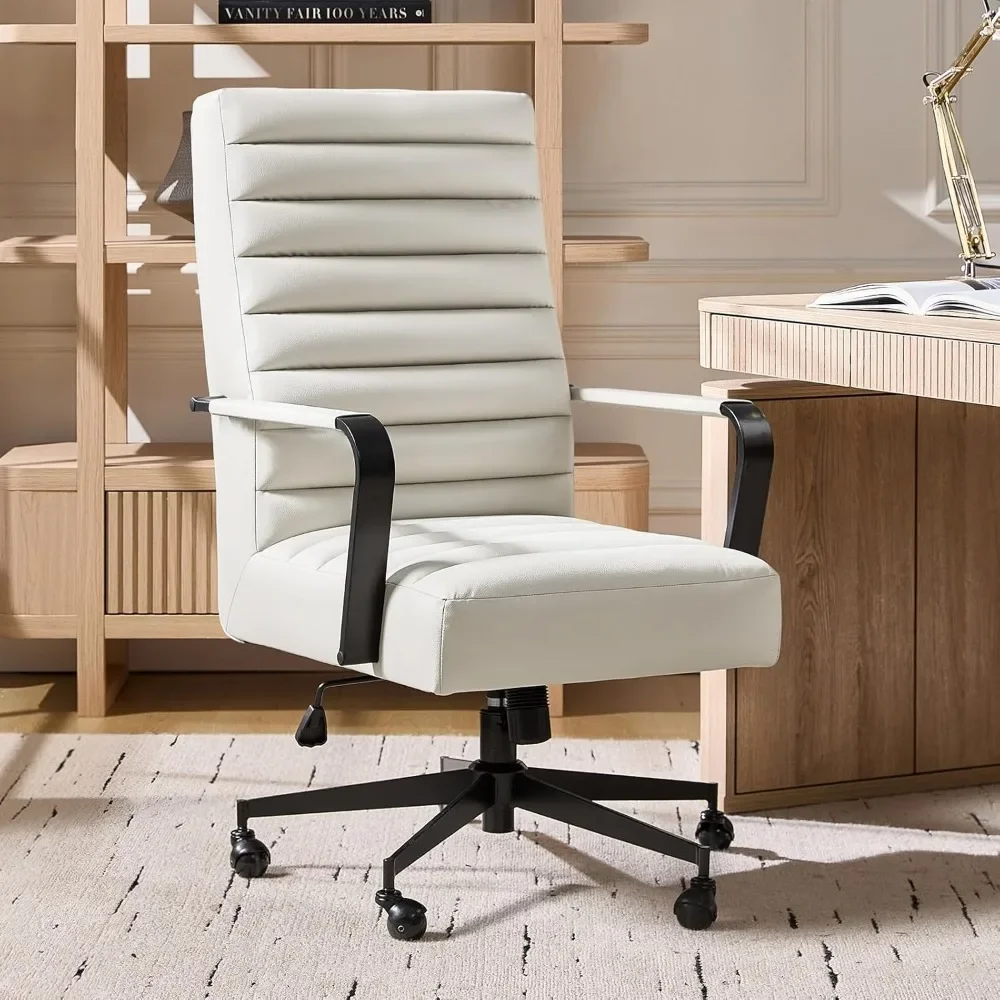 

Стул для домашнего офиса HULALA HOME из искусственной кожи с высокой регулировкой и функцией наклона, 360° ° Поворотный стол с широким сиденьем и мягкой подкладкой Cha