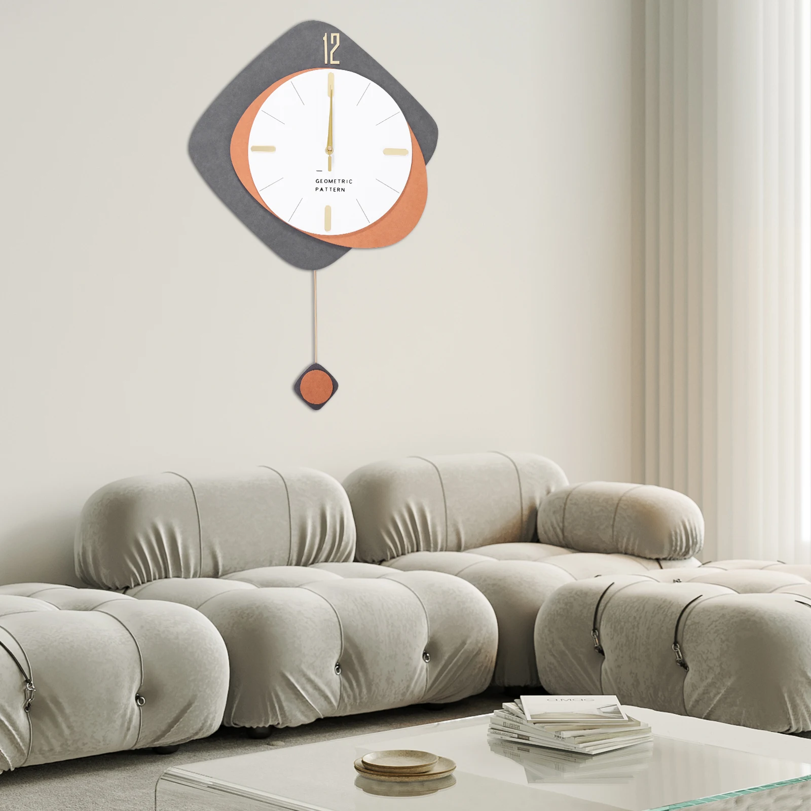 Modern Wall Clock Silent Non-Ticking Wall Mounted Clock for Home/Office Decor, Metal Pointer Wall Clock Silent Sweeping