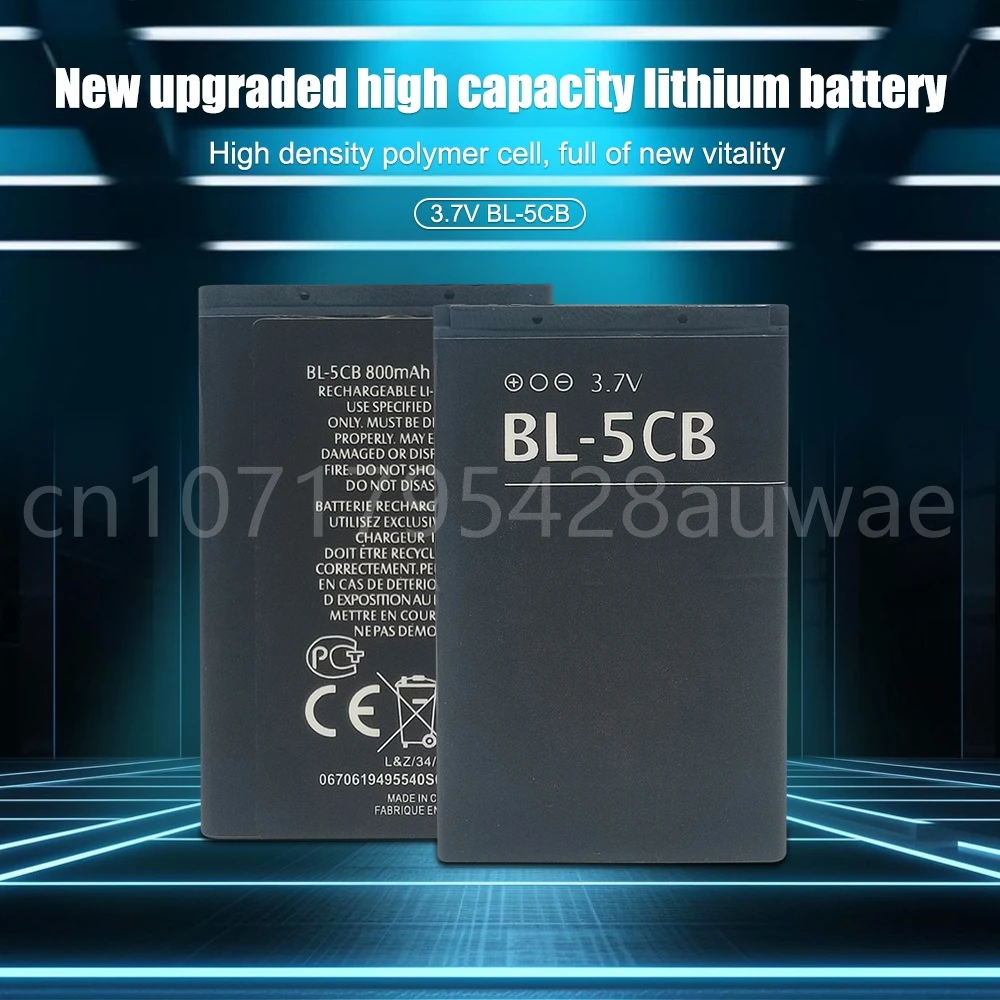 BL-5CB BL5CB 800mAh Replacement Battery for Nokia 1616 1800 C1-02 1280 E60 3600 3660 6620 6108 3108 2135 6086 6108 6230