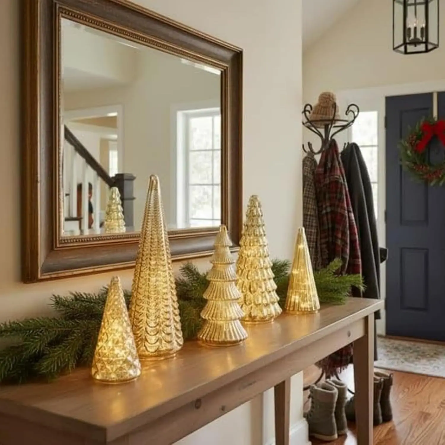3D Printing Illuminated Trees, Upgrade Christmas Trees LED, Gold Tree Figurine for Home Party Mantel Decor Xmas Gift