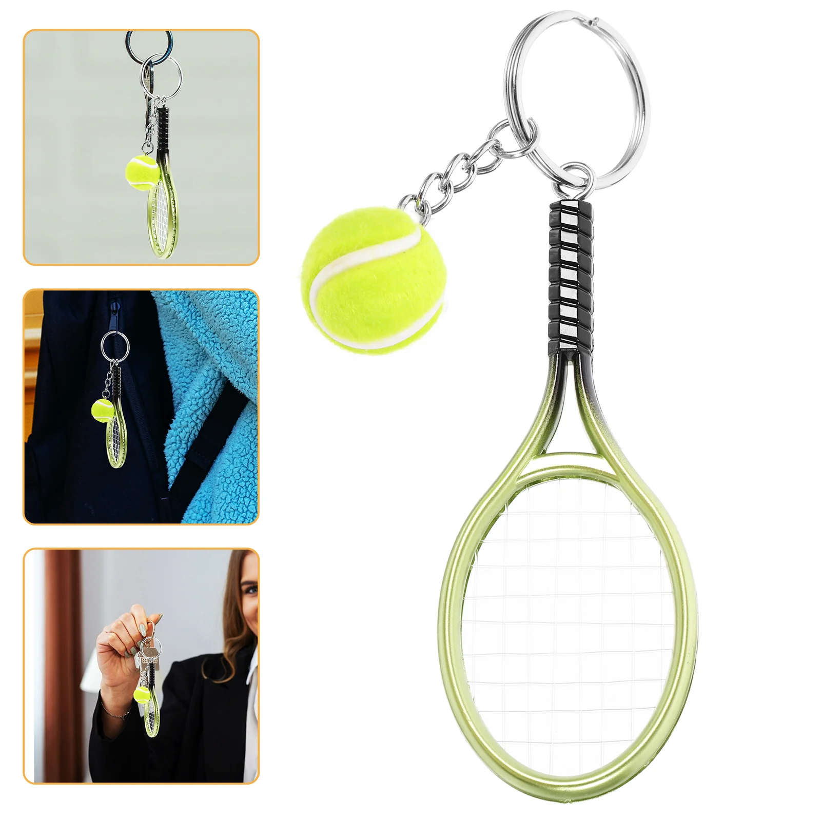 3 Pcs Tennis Keychain Small Sports Keychains Ornaments Pendants Delicate Hanging Simulated Rings