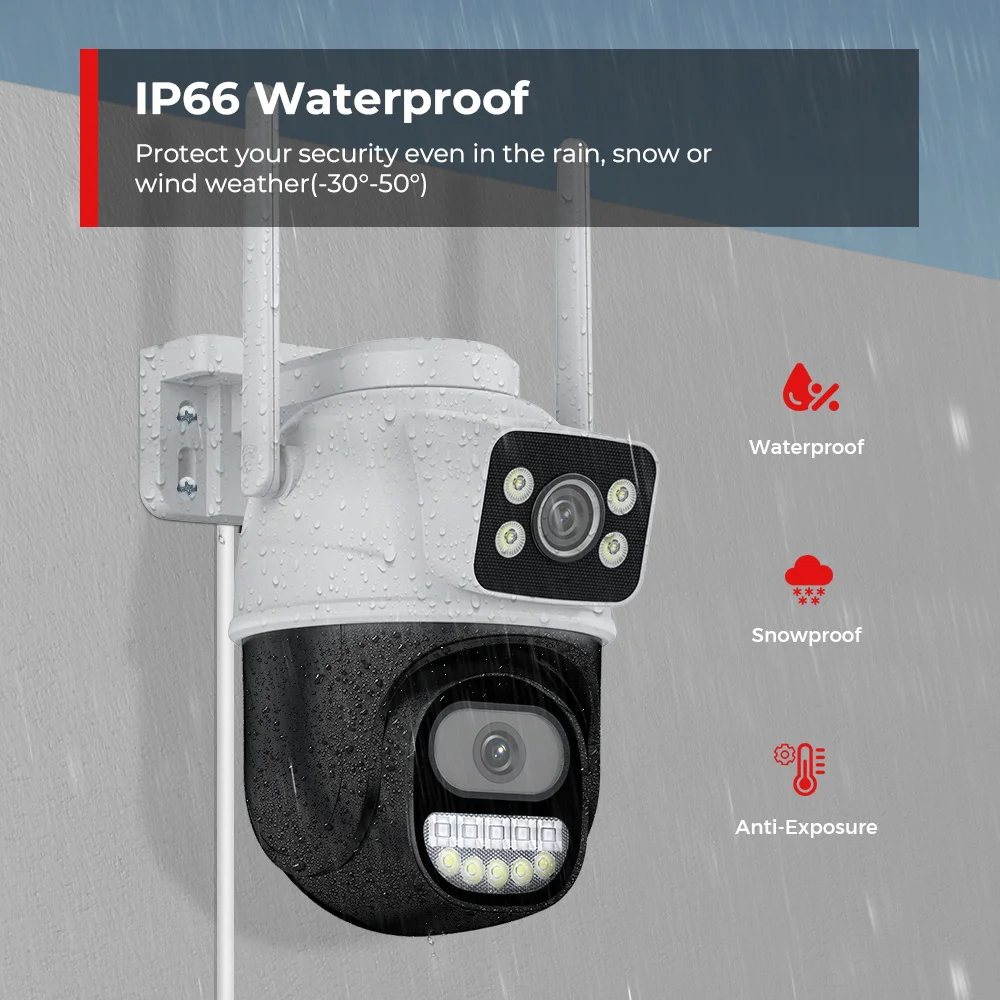 4K 8MP PTZ WIFI Camera Dual Lens Dual Screen IP Camera Outdoor Auto Tracking Security Protection CCTV Surveillance Camera ICSEE