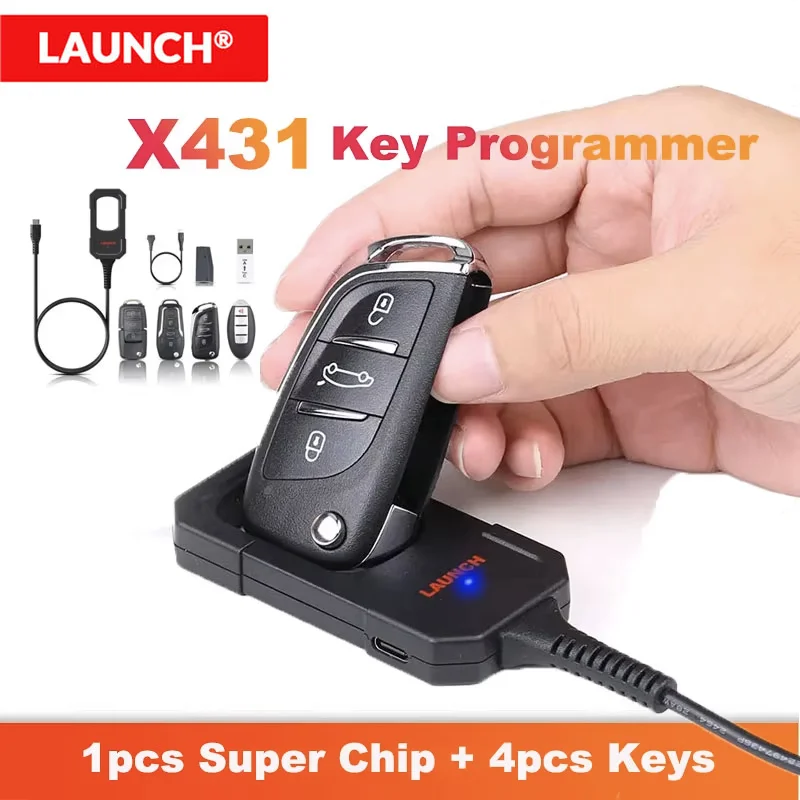 Herramientas de programación de llaves LAUNCH X431 con 4 llaves y 1 conjunto de superchips compatibles con X431 Full Series PAD V/ IMMO PLUS/ IMMO ELITE